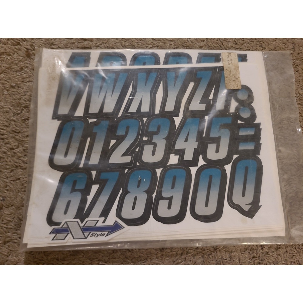 N-STYLE DECAL STICKERS OEM VINTAGE MOTOCROSS Letters & Numbers Teal